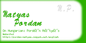 matyas pordan business card